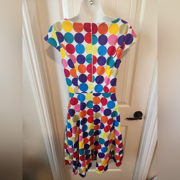 PUKAV Polka-dot Cocktail Dress Cap Sleeve 1950 Retro Swing Dress w/ Pockets Smal - Picture 6 of 10